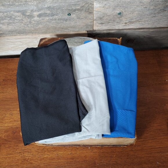 Set of 3 Unisex Black, Gray & Blue Tube Mask Neck GAITER Dust Shield Seamless - Picture 3 of 7